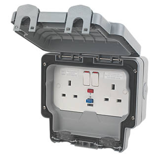 MK Masterseal Plus K56231GRY IP66 13A 2-Gang Active RCD Outdoor Socket product image