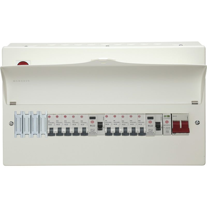 Wylex WNM1773 Metal Dual Type A RCD Consumer Unit + 10 MCBs + 1 Mod SPD 14 Way product image