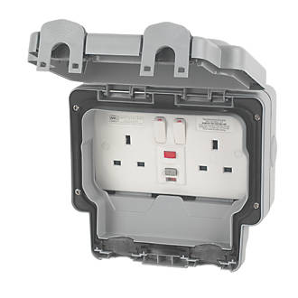 MK Masterseal Plus K56233GRY IP66 13A 2-Gang Passive RCD Outdoor Socket product image