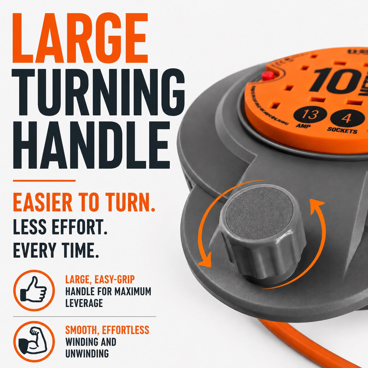 Ultra-Tough 10m Professional Extension Reel | 4-Socket | Exclusive New Design CRD1013