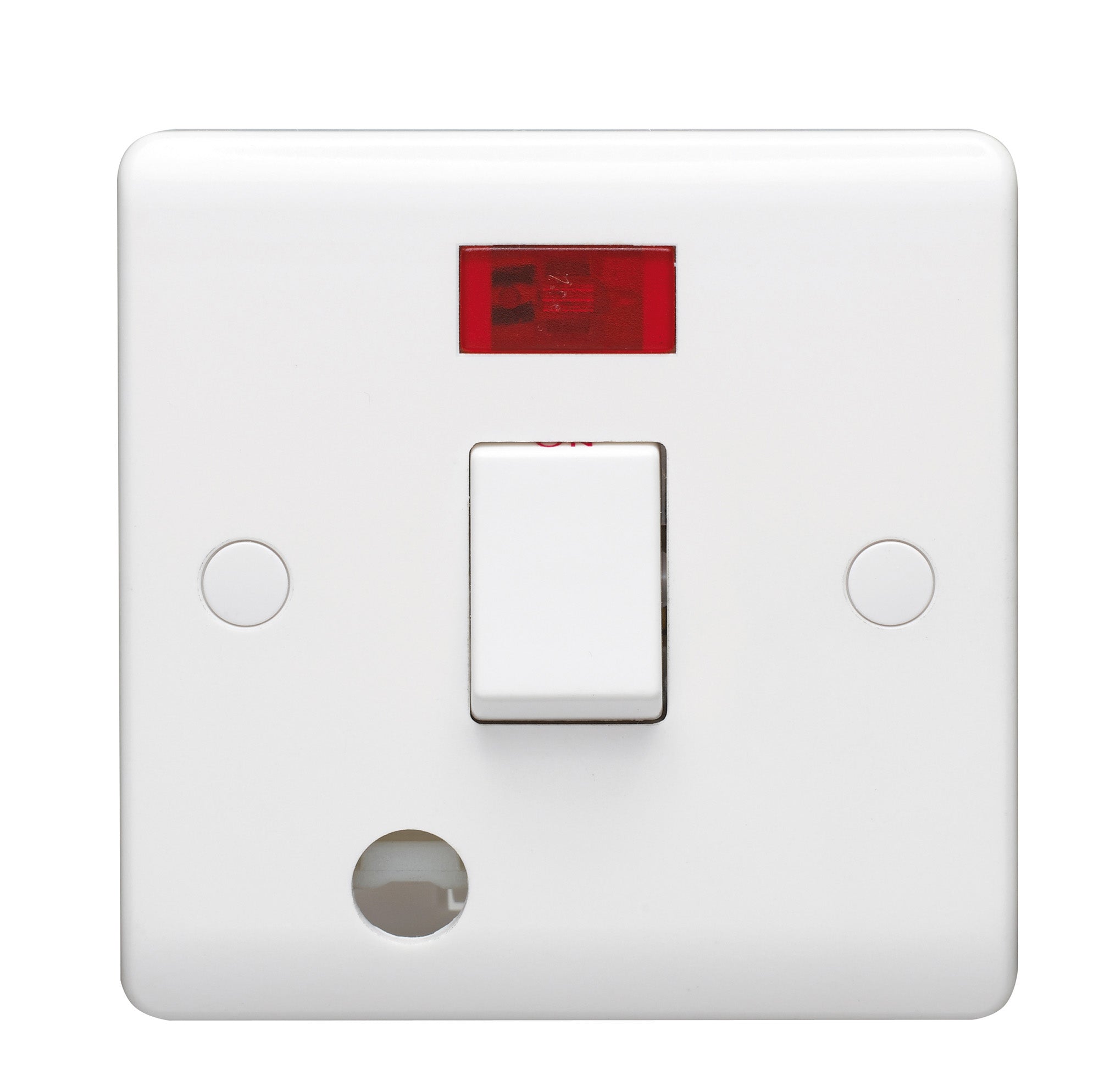 Volex D1060FNR Casa Control Switch 1 Gang DP c/w Flex Outlet & Neon 20A (White)