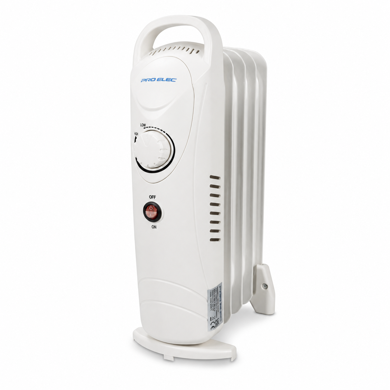 Pro Elec 650W 5 Fin Oil Filled Radiator White HG01184
