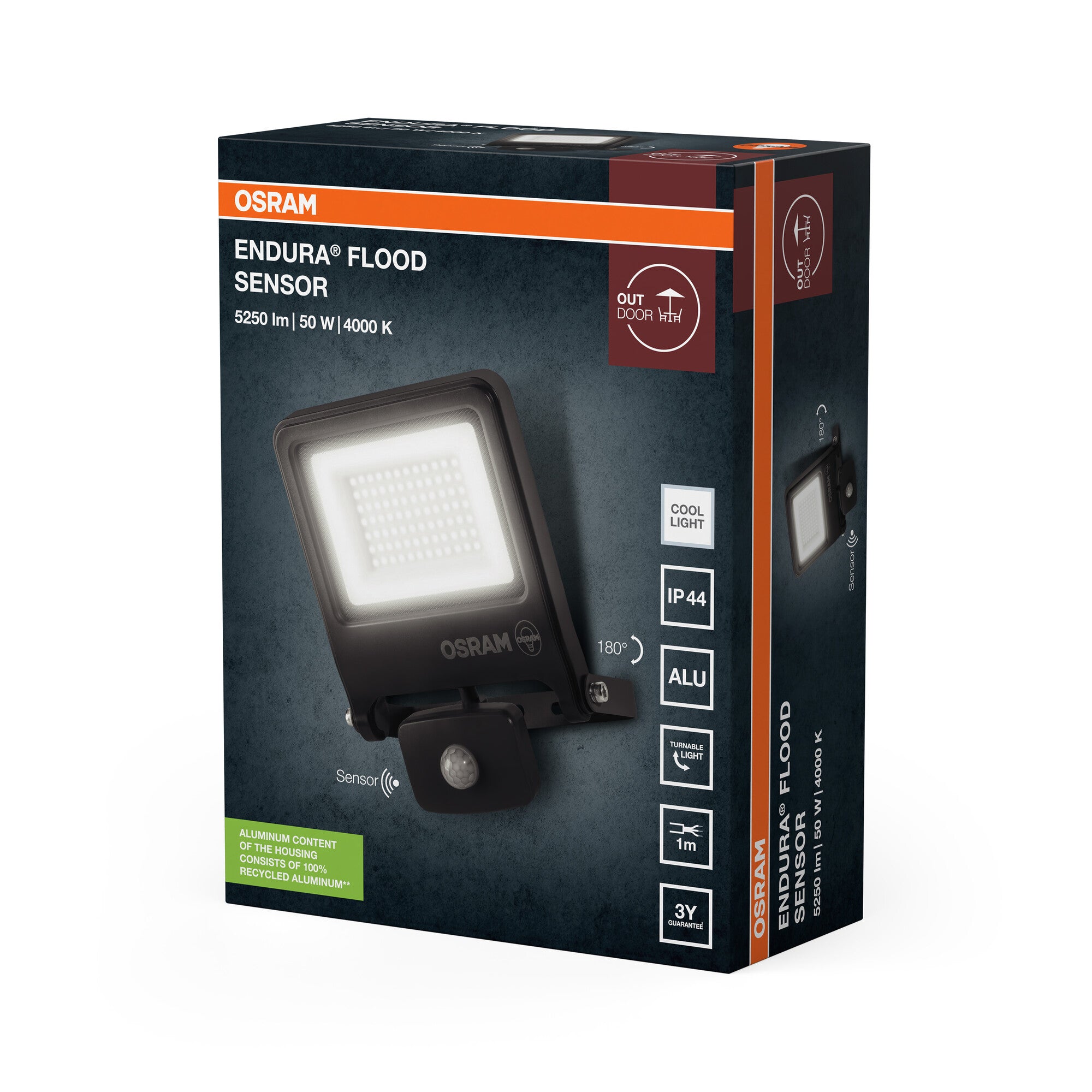 OSRAM Endura Flood PCR LED Floodlight with Sensor 50W 4000K Dark Grey – packaging image
