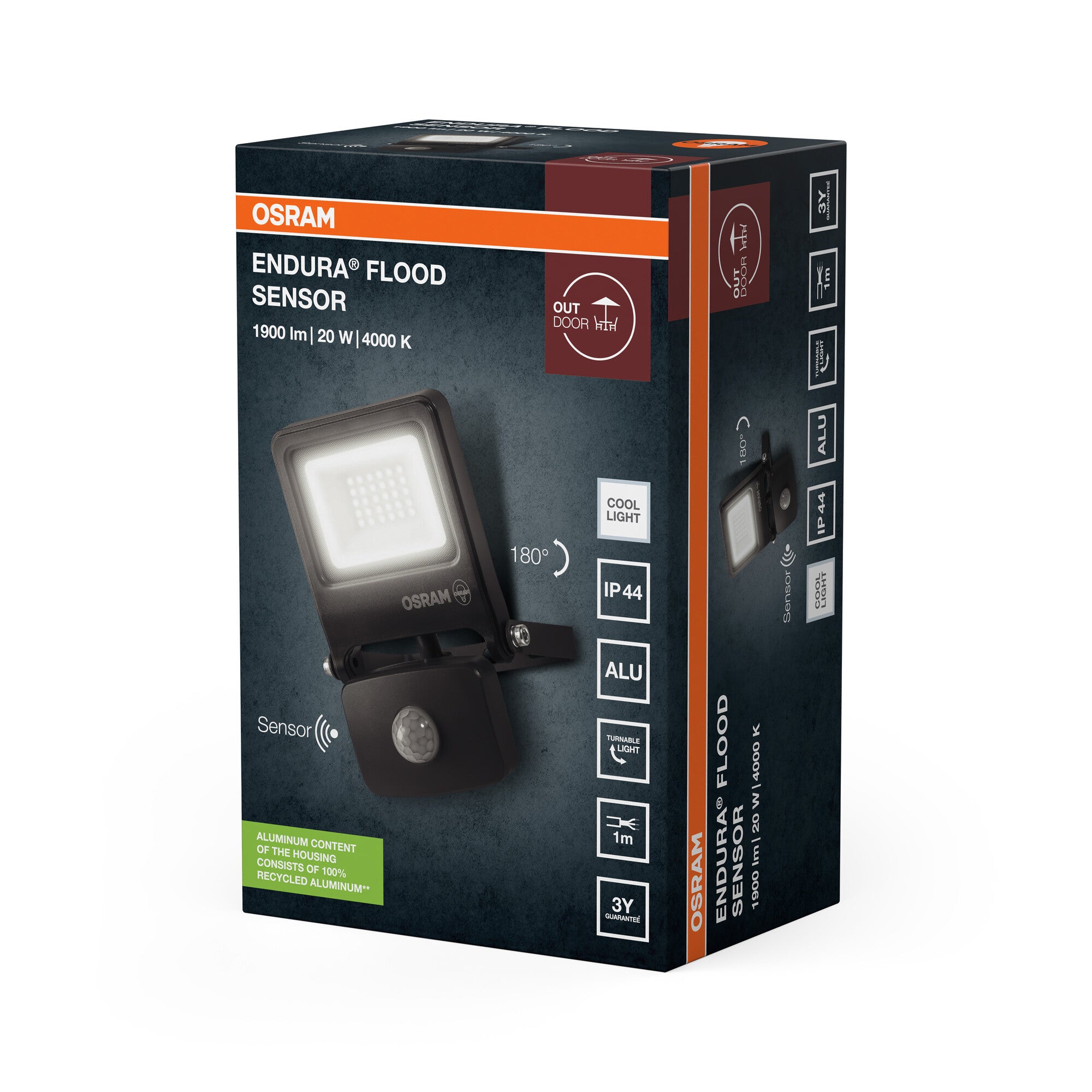 OSRAM Endura Flood PCR LED Floodlight with Sensor 20W 4000K Dark Grey – packaging image