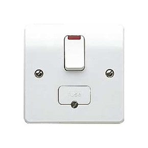 MK K370WHI 13A DP Switched Spur Bottom Flex with Neon Plate Logic Plus White - product image