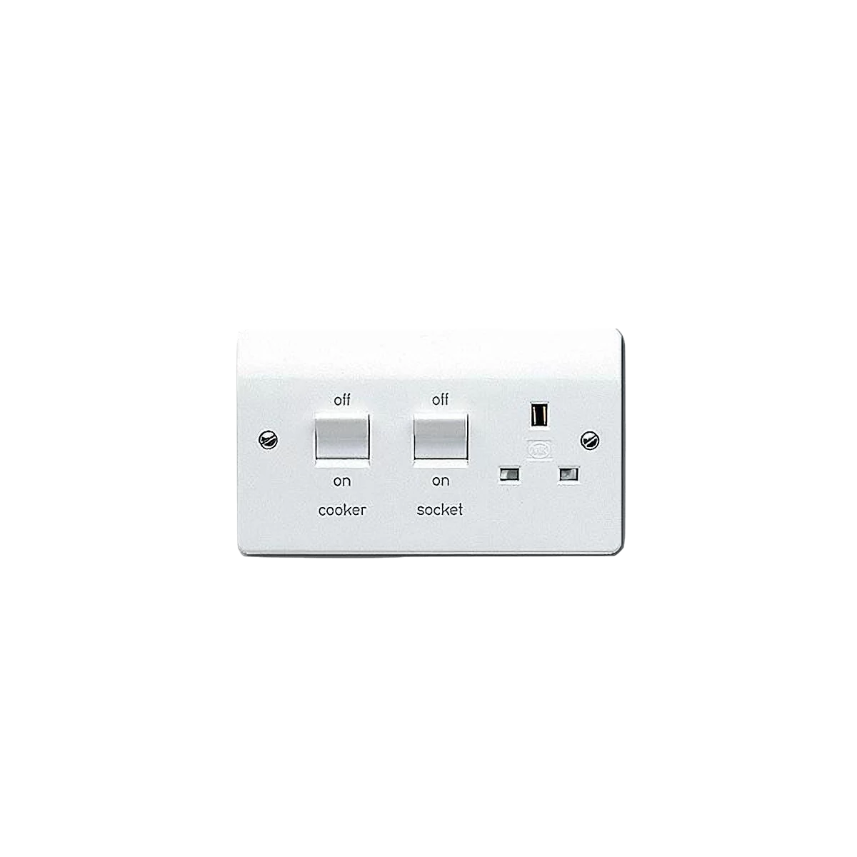 MK Electric K5060WHI Logic Plus White Moulded Double Pole Flush Mounting Cooker Control Unit With 13A Switchsocket 45A - product image