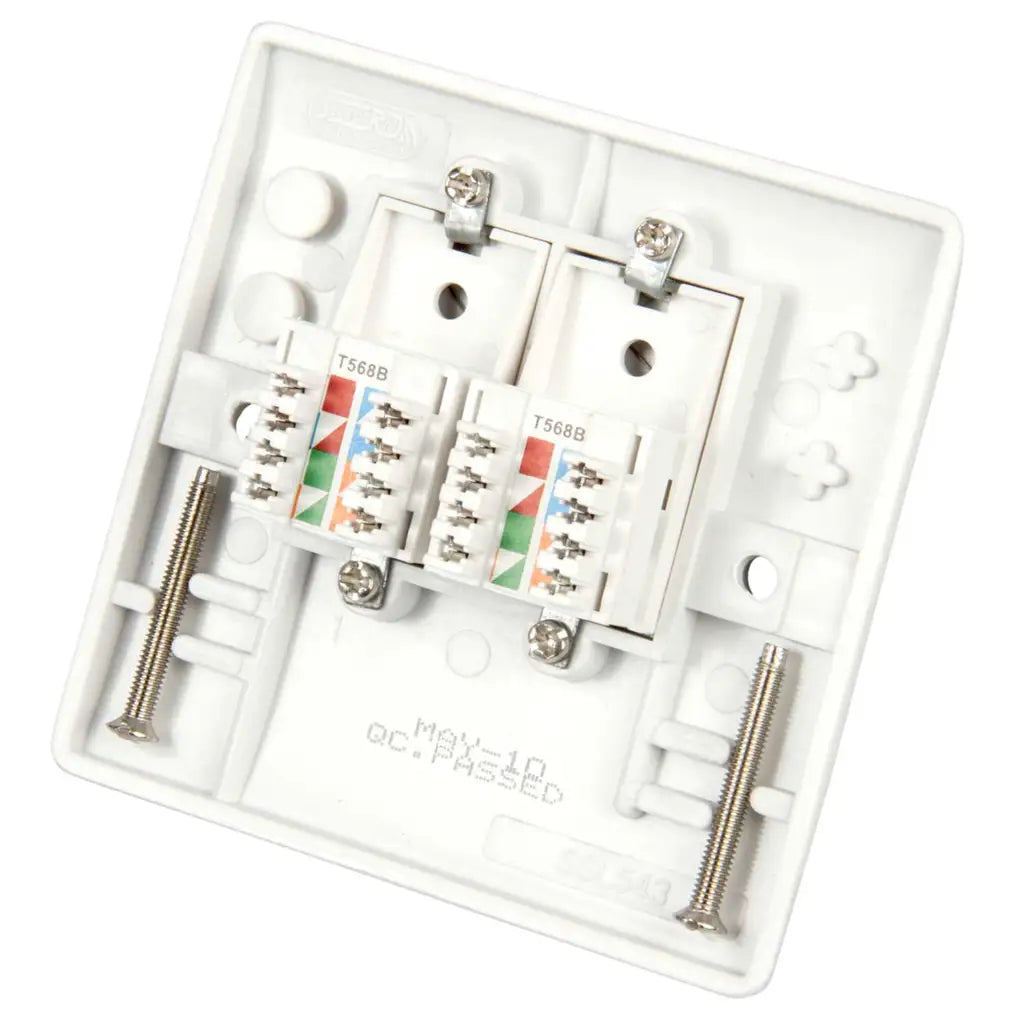 1 Gang Twin RJ45 Data Socket White Data SSL543