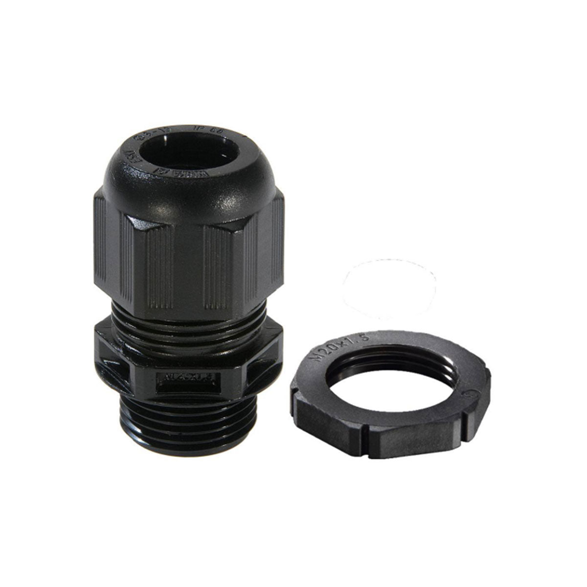 Wiska 10100612 GLP20 20mm IP68 Compression Gland with Locknut Black (Pack of 10) – 10100612