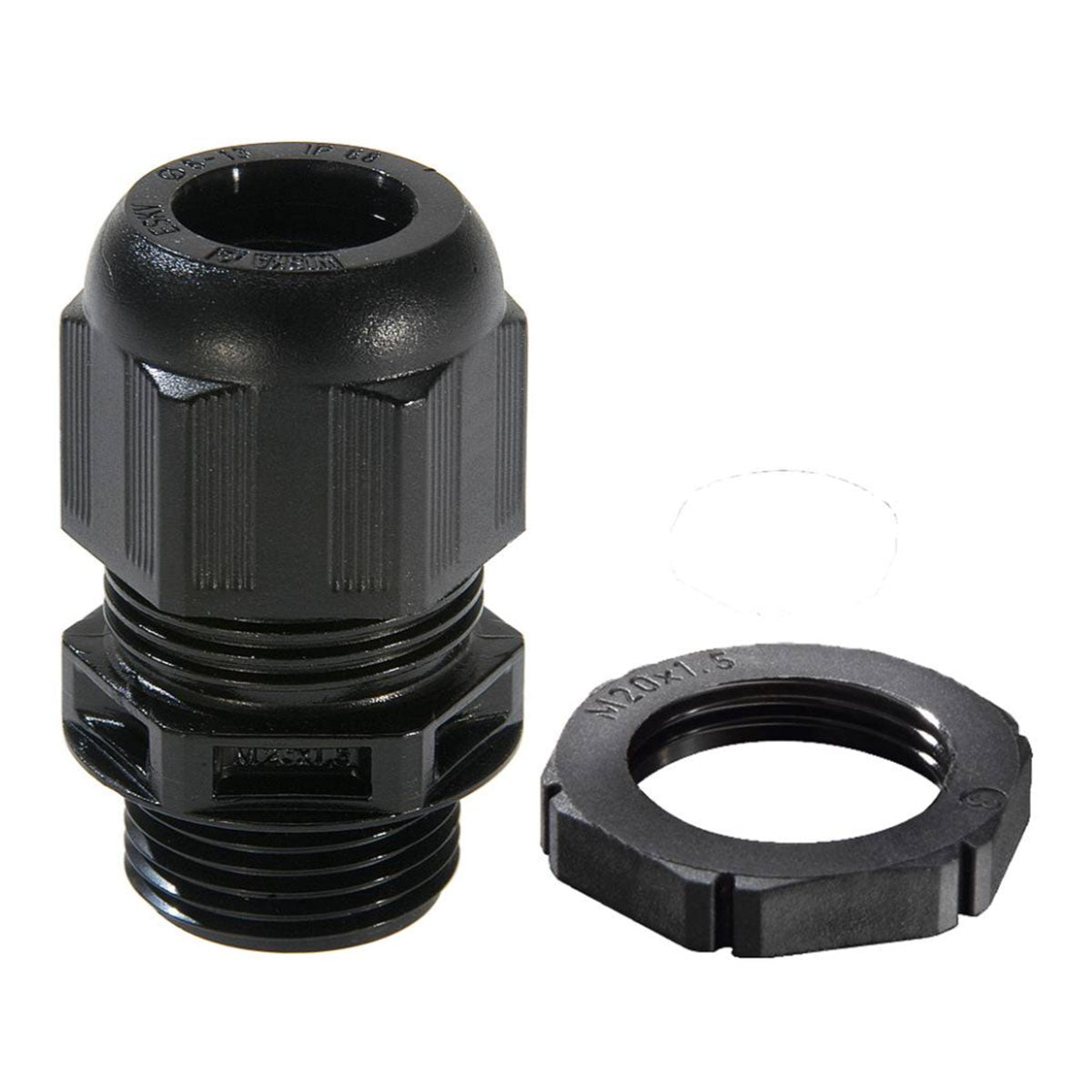 Wiska 10106819 GLP16 16mm IP68 Compression Gland with Locknut Black (Pack of 10) – 10106819