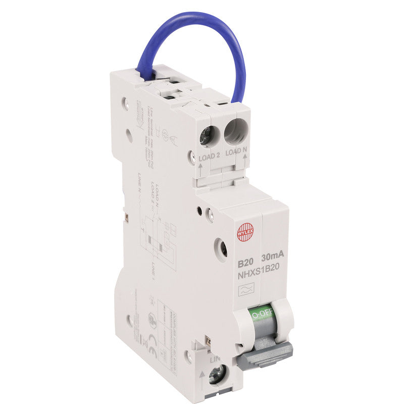 Wylex NHXS1B20 Mini RCBO 20A 30Ma Type A product image