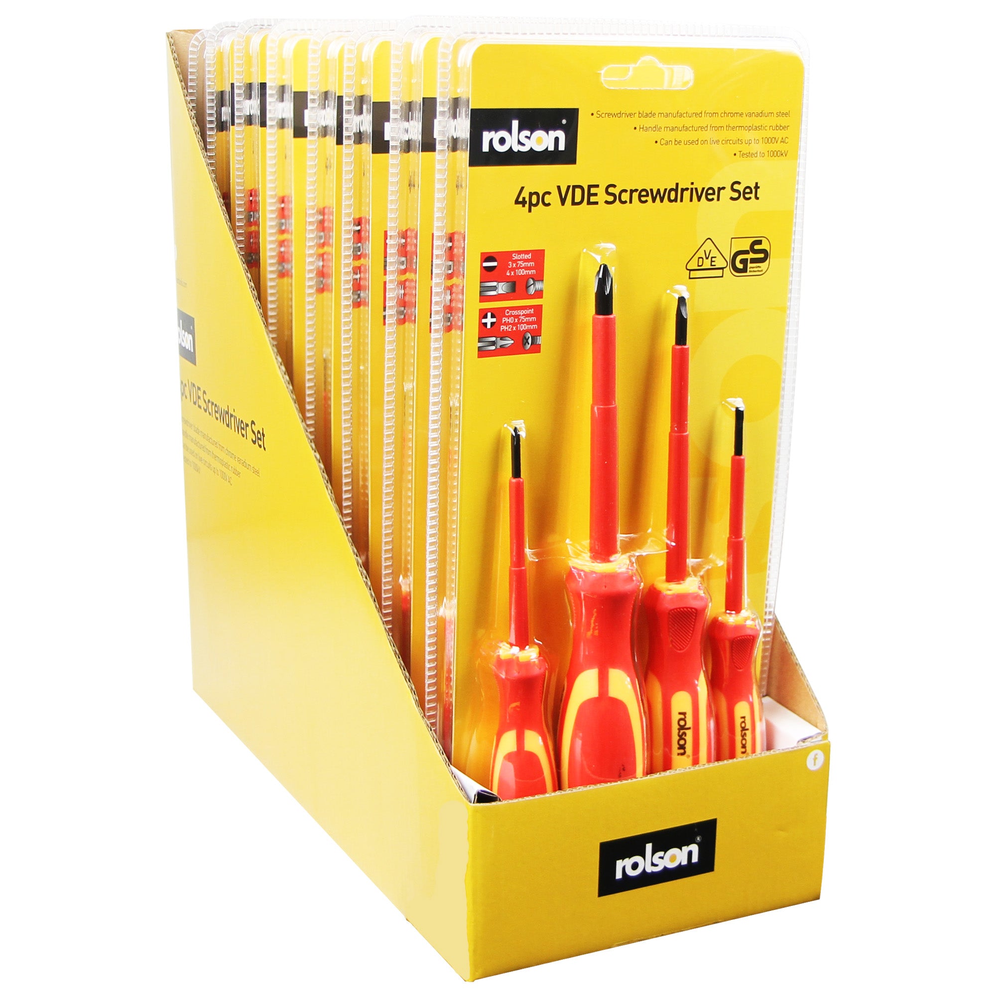 Rolson 4-Piece VDE Insulated Screwdriver Set 28730