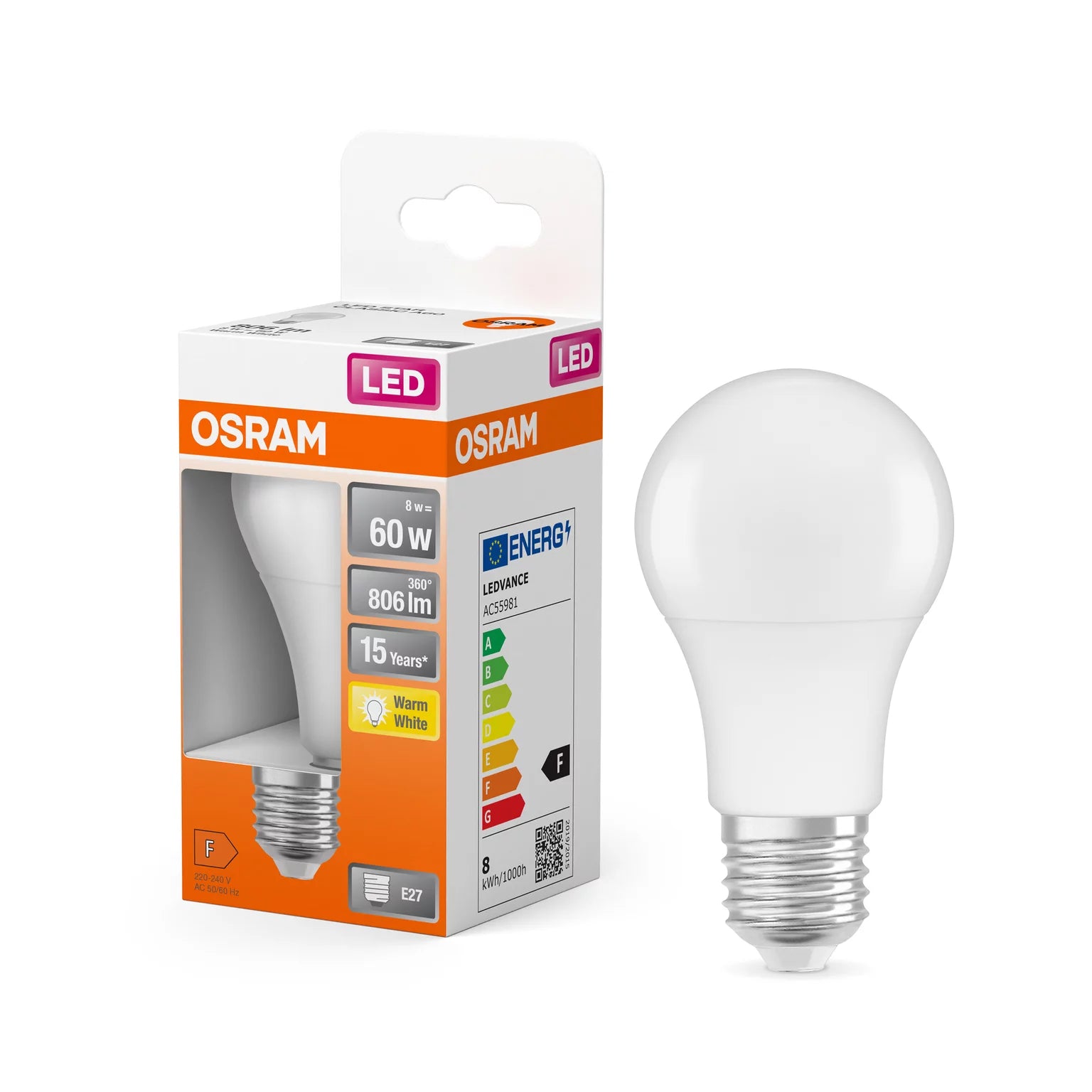 OSRAM LED Star Classic A 60 8W 827 Frosted E27 - 4058075127357