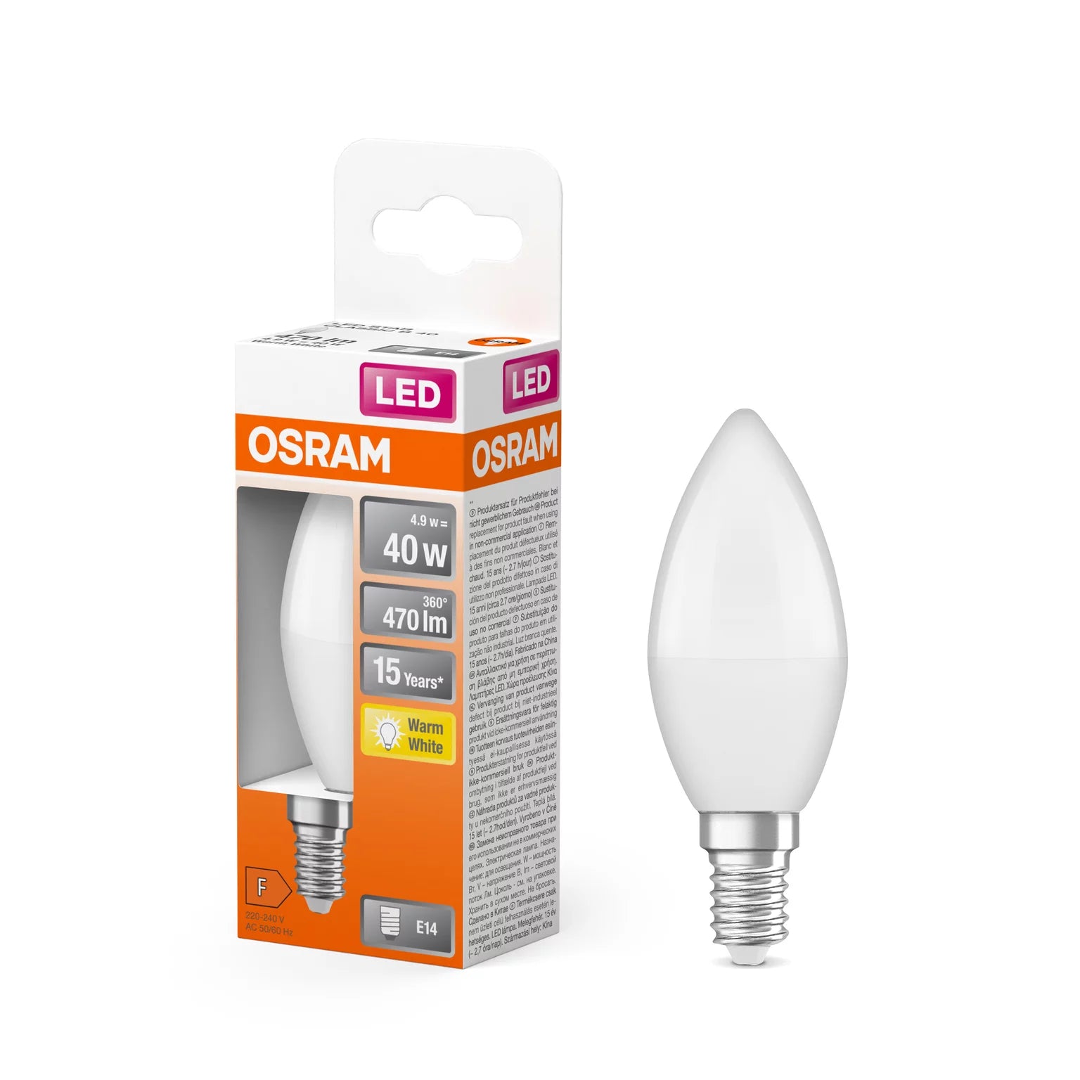 OSRAM LED Star Classic B 40 4.9W 827 Frosted E14 - 4058075431072