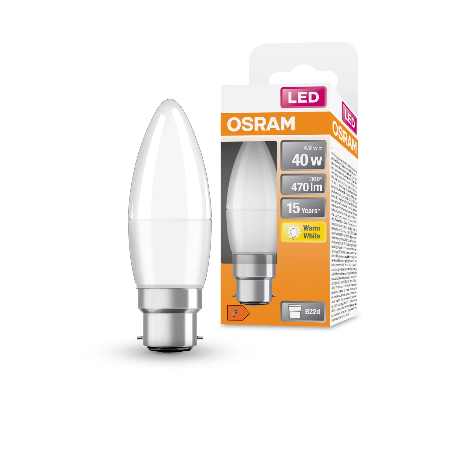 OSRAM LED Star Classic B 40 4.9W 827 Frosted B22d - 4058075504240