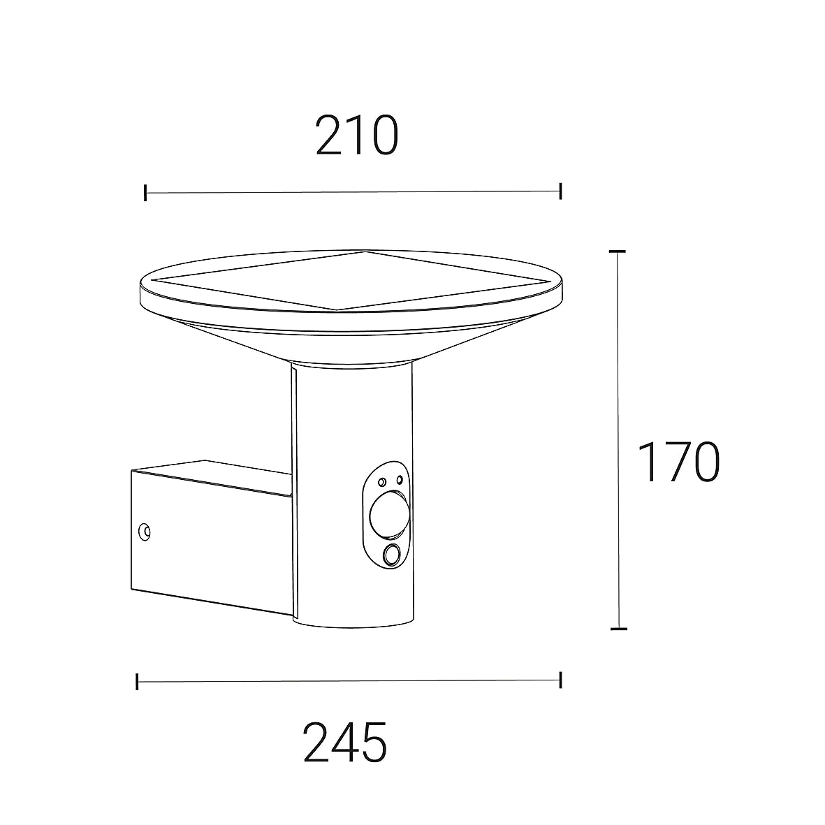 4Lite 4L2/6002 Wall Light Solar Circular LED 4000K PIR IP54  (Graphite Die Cast Aluminium)