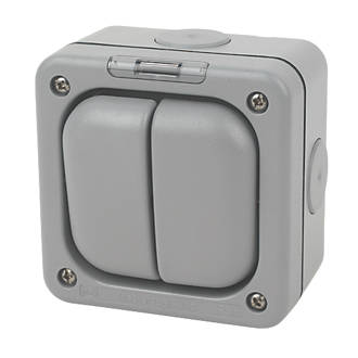 MK Masterseal K56402GRY IP66 10AX 2-Gang 1-Way Outdoor Switch with Neon product image