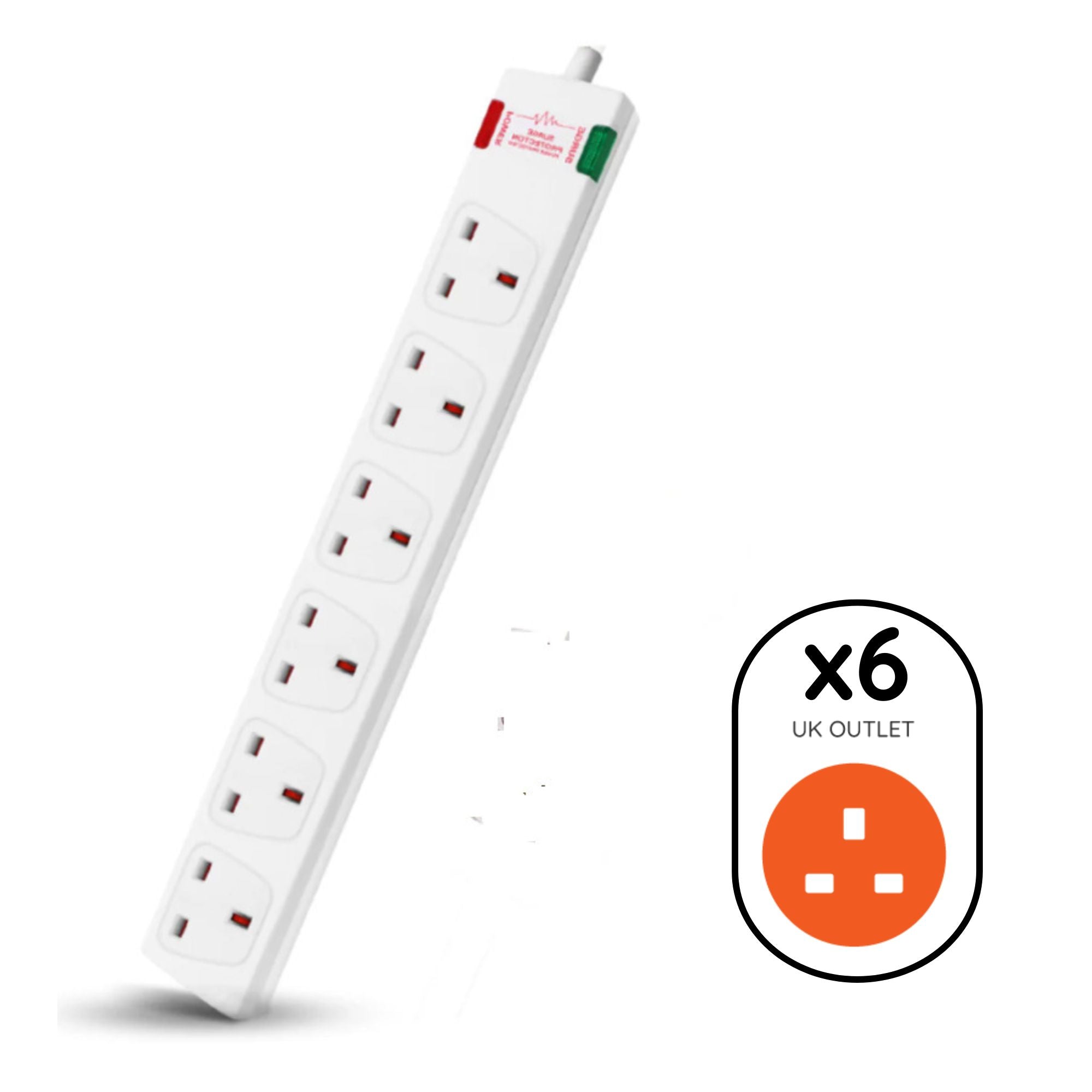 Surge 6 socket 2m 13A Extension Lead SPL6G2M