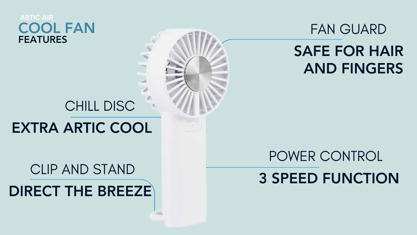 Cool Fan - Hand held fan with 4000mAh battery and cold disc technology