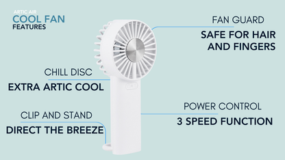 Cool Fan - Hand held fan with 4000mAh battery and cold disc technology
