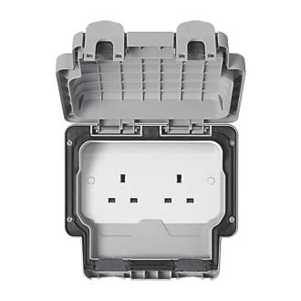 MK Masterseal Plus K56481GRY IP66 13A 2-Gang Unswitched Outdoor Socket product image 2