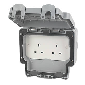 MK Masterseal Plus K56481GRY IP66 13A 2-Gang Unswitched Outdoor Socket product image