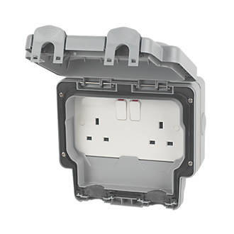 MK Masterseal Plus K56482GRY IP66 13A 2-Gang DP Switched Outdoor Socket product image