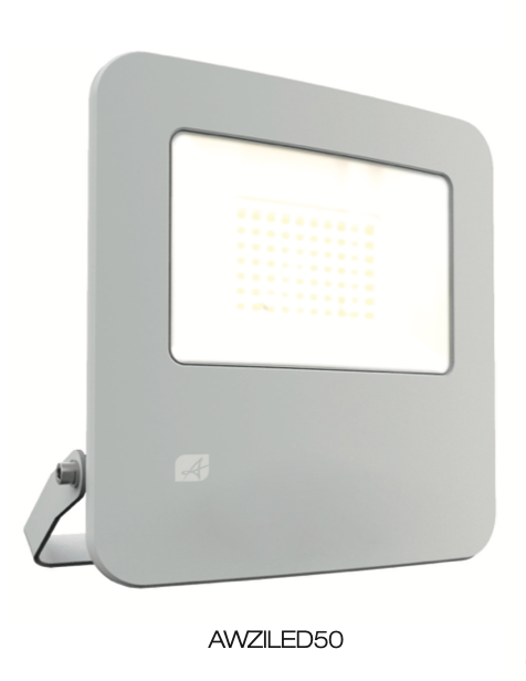 Ansell AWZILED50/WW Zion Floodlight LED 3000K IP65 c/w Integral Driver 50W 230V (White Polycarbonate)