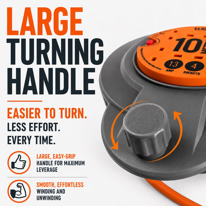 Ultra-Tough 10m Professional Extension Reel | 4-Socket | Exclusive New Design CRD1013