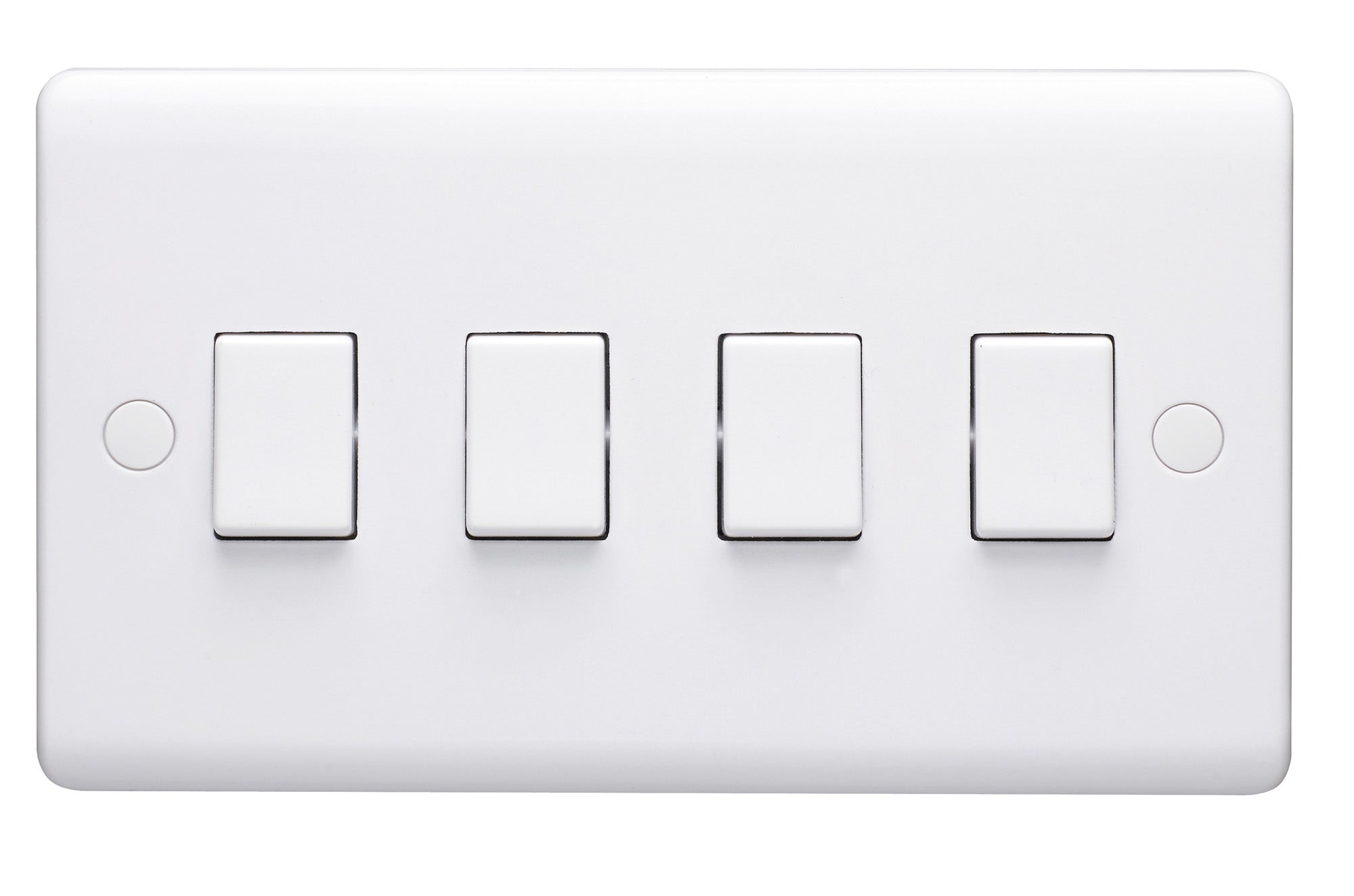 Volex D1054NR Casa Plate Switch 4 Gang 2 Way SP 10AX (White)
