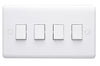 Volex D1054NR Casa Plate Switch 4 Gang 2 Way SP 10AX (White)