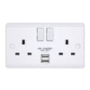 Volex D1500USBNR Casa Socket 2 Gang DP Switched c/w 2x2A USBs 13A (White)