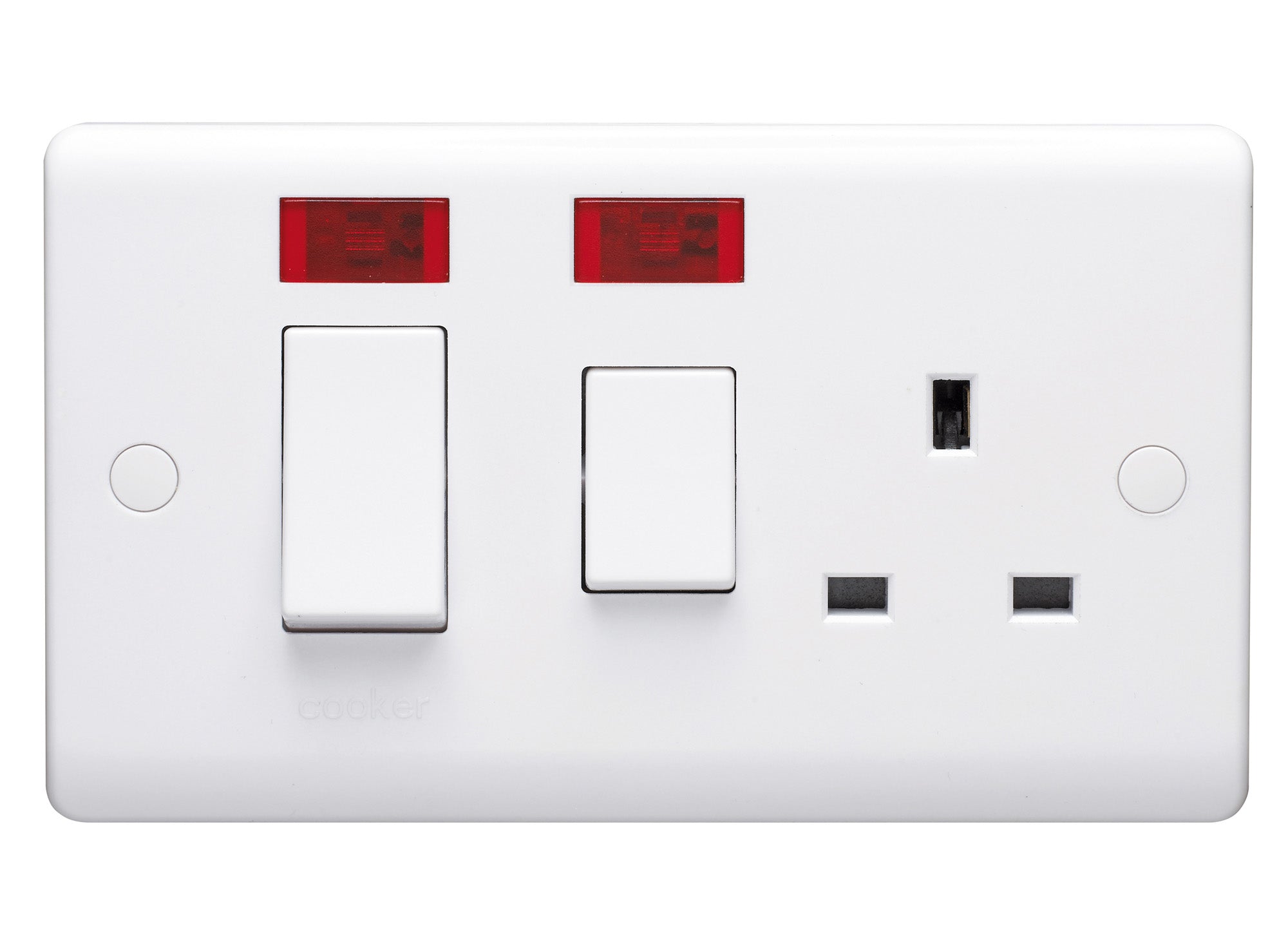 Volex D9700NR Casa Cooker Control Unit DP c/w 13A Switched Socket & Neon 45A (White)