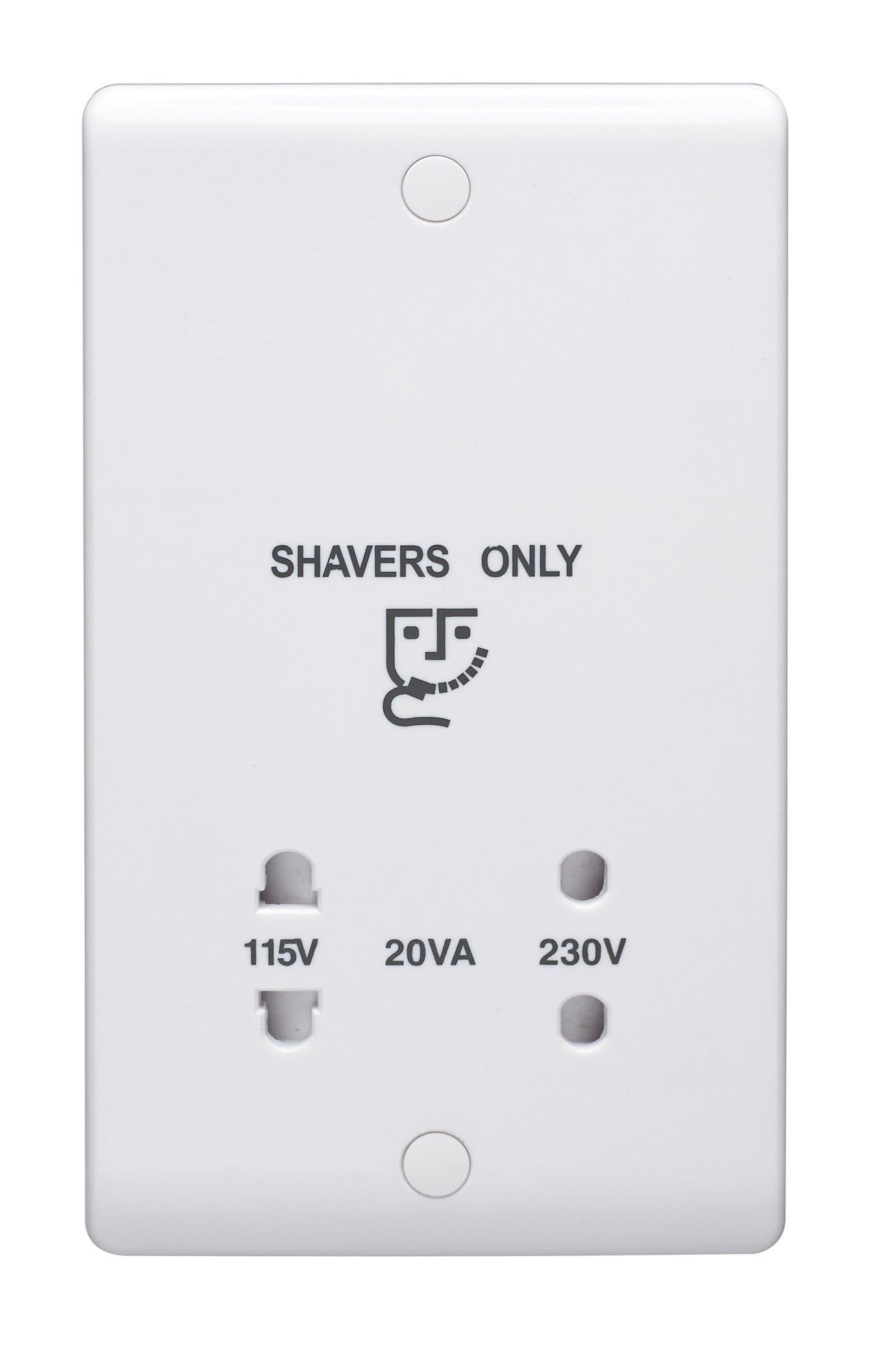 Volex D9800NR Casa Shaver Socket 110/230V 20VA (White)