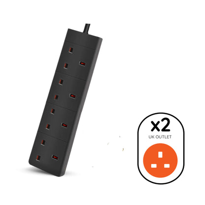 4 socket 2m 13A black extension lead EL4G2MBK