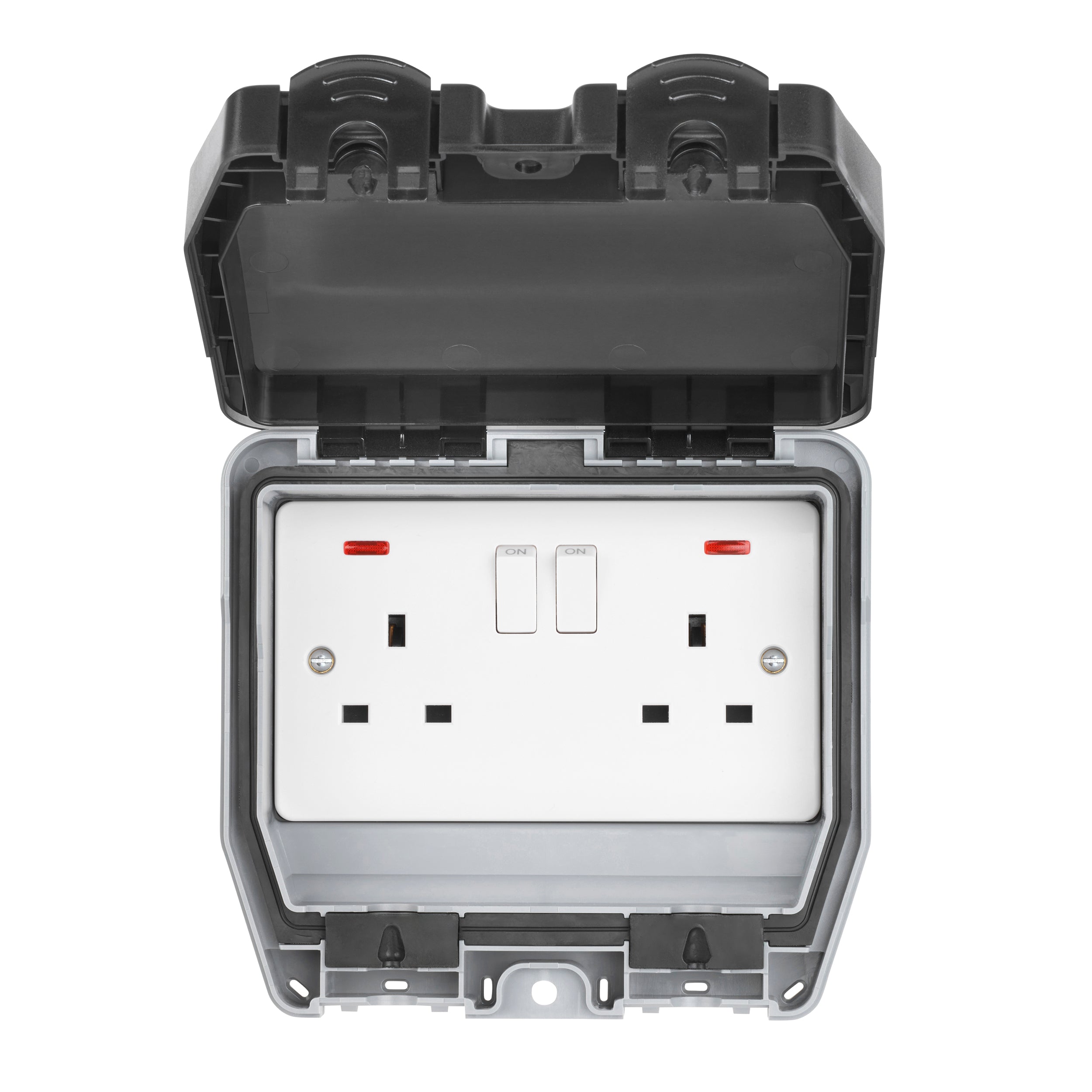 IP66 Twin switched socket & Neon Indicator - WEWP2GSS