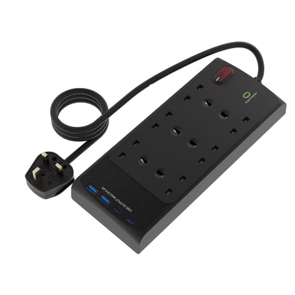 All in 1 Power Center - 6 socket 2m lead with 2xC 2xA and 45W Fast Charge EL6GUSB