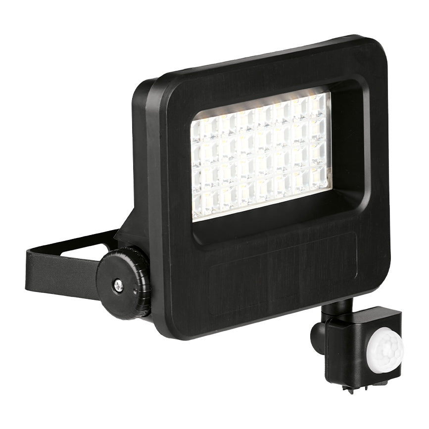 Global Floodlight Outdoor c/w PIR 3000K 20W 2200lm 185x172mm (Black) FL2P/30