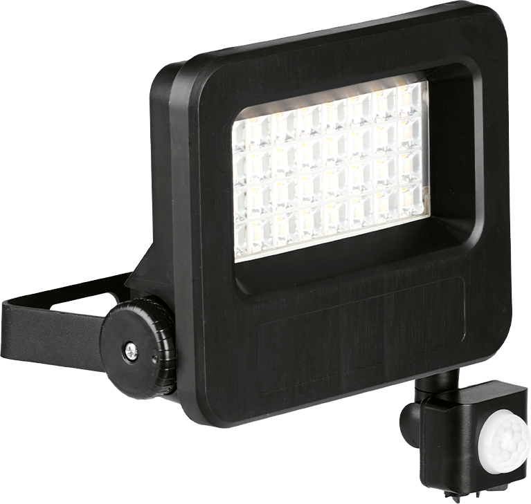 Aurora FL2P/40 Global Floodlight Outdoor c/w PIR 4000K 20W 2100lm 185x172mm (Black)