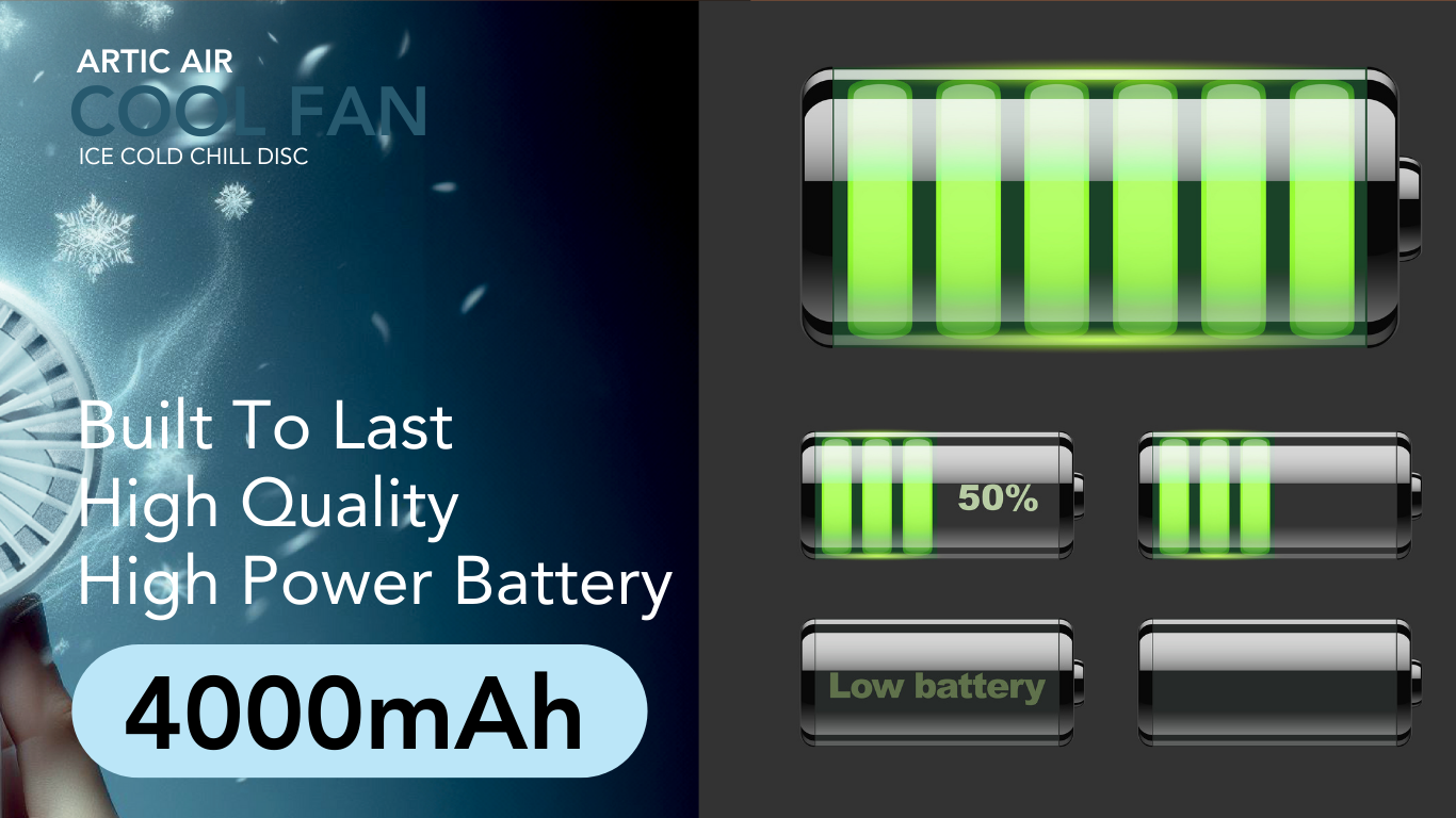 Cool Fan - Hand held fan with 4000mAh battery and cold disc technology