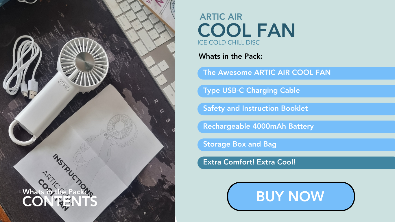 Cool Fan - Hand held fan with 4000mAh battery and cold disc technology