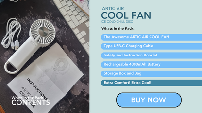 Cool Fan - Hand held fan with 4000mAh battery and cold disc technology