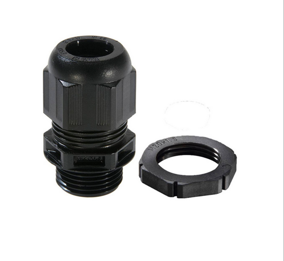 Wiska GLP20 20mm IP68 Compression Gland with Locknut Black (Pack of 10) 10100612