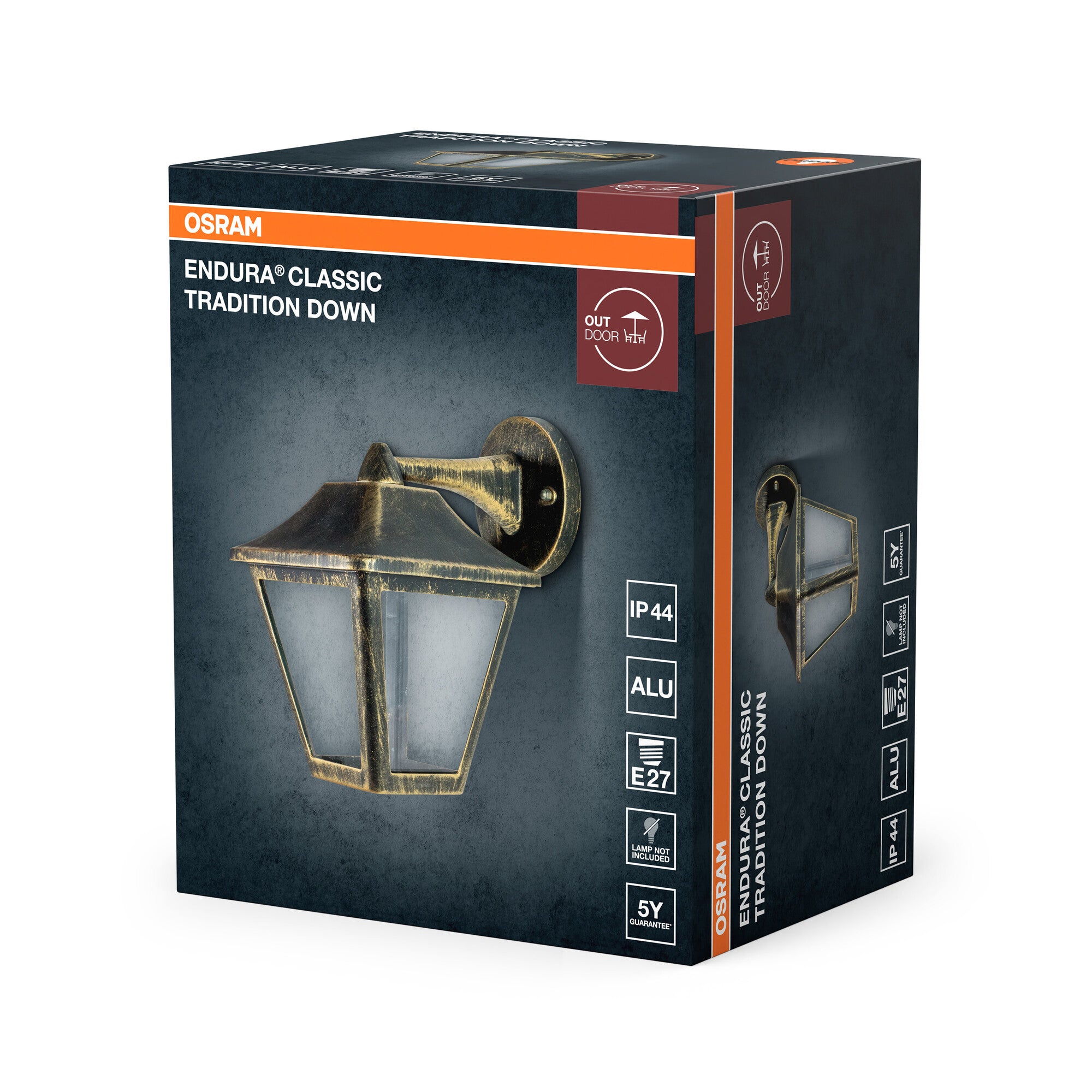OSRAM Endura Classic Traditional Aluminium E27 Wall Lantern Down – packaging image