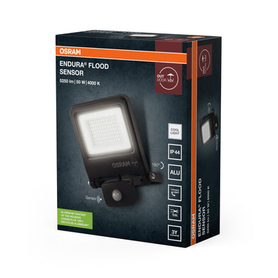 OSRAM Endura Flood PCR LED Floodlight with Sensor 50W 4000K Dark Grey – packaging image