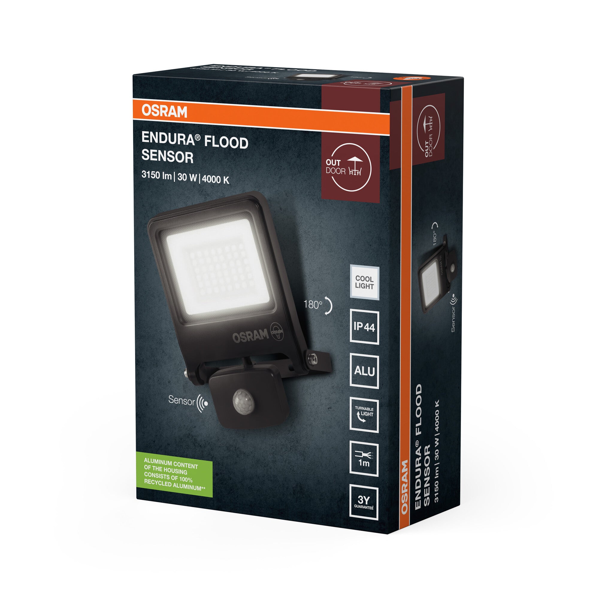 OSRAM Endura Flood PCR LED Floodlight with Sensor 30W 4000K Dark Grey – packaging image