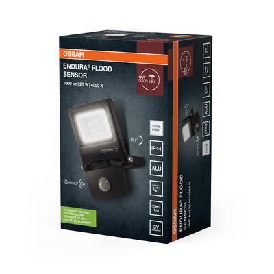 OSRAM Endura Flood PCR LED Floodlight with Sensor 20W 4000K Dark Grey – packaging image
