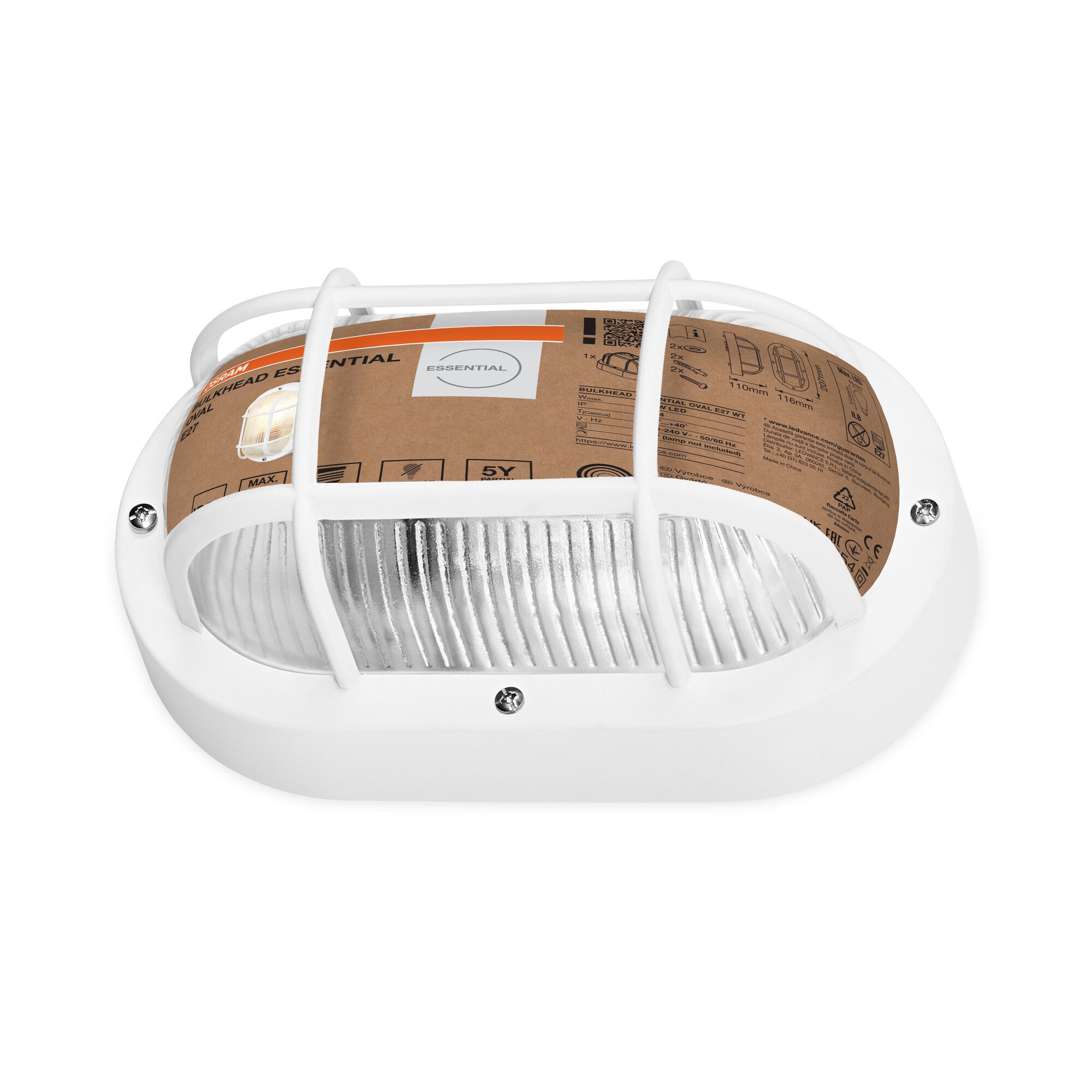 OSRAM Essential Oval E27 Bulkhead White – packaging image