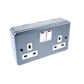 MK K2946ALM 13A 2 Gang DP Switched Metalclad Socket - product image