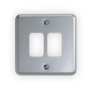 MK K3492ALM 2 Gang Grid Plus Front Plate Metal - product image