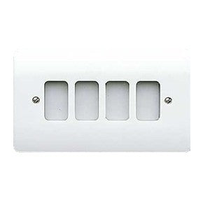 MK K3634WHI 4 Gang Grid Plus Front Plate White - product image